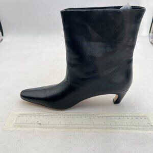 Black Side Zipper Low Heel Ankle Boots Square Toe Ladies Winter Party Booties